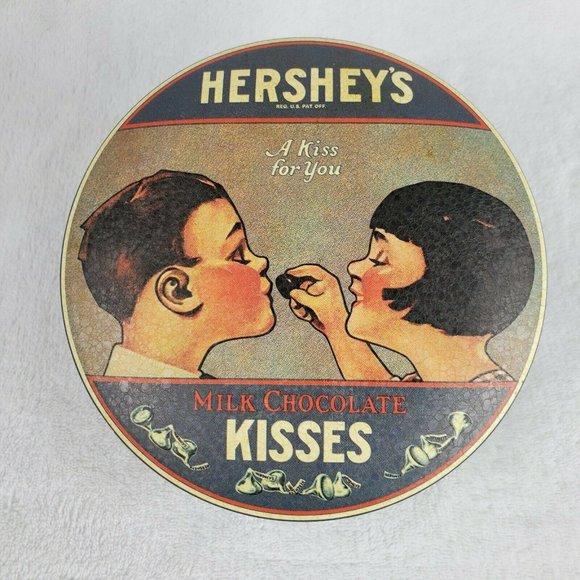 Vintage 1982 Hershey's Kisses Milk Chocolate Candy Tin/Can, 'A Kiss For You' - Picture 1 of 5